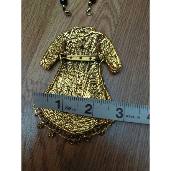 Double Purpose Big Traditional Dress Pendant Statement Necklace & Pin Beaded - Picture 6 of 12
